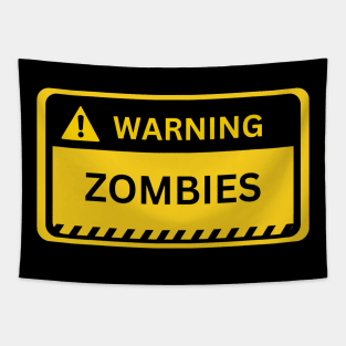 zombies- yellow warning sign Tapestry