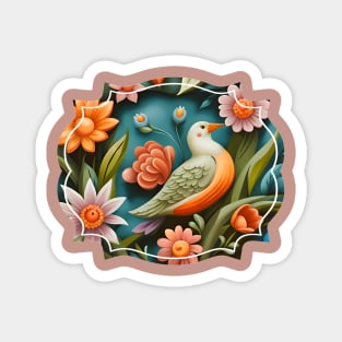 Bird floral mural Magnet