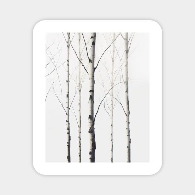 Birch Tree Serenity - Nature-Inspired Ar Magnet by 026PrintableArt