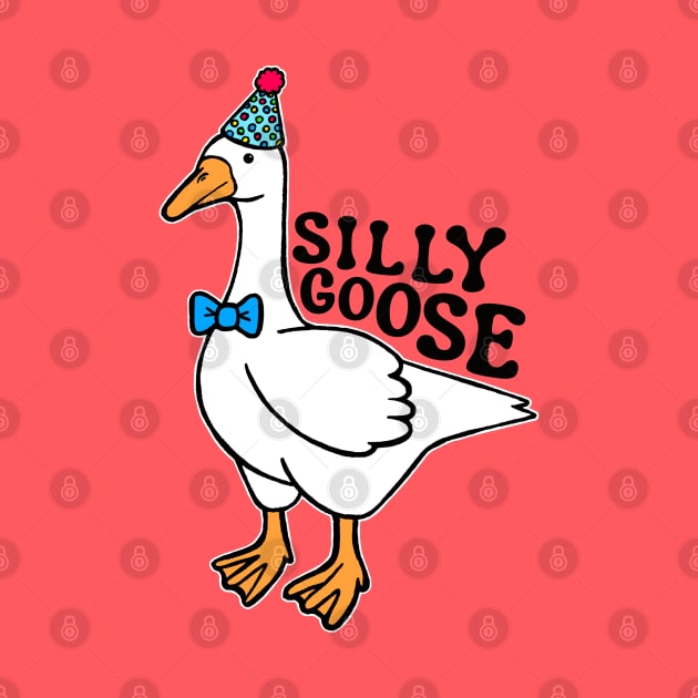 Silly Goose Wearing Birthday Hat by Downtown Rose