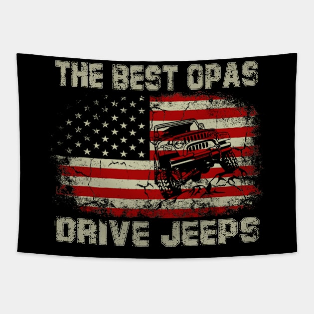 The Best Opas Drive Jeeps American Flag Jeep Tapestry by Jane Sky