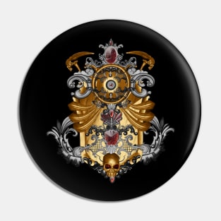 Elegant decorative shield with skull Pin