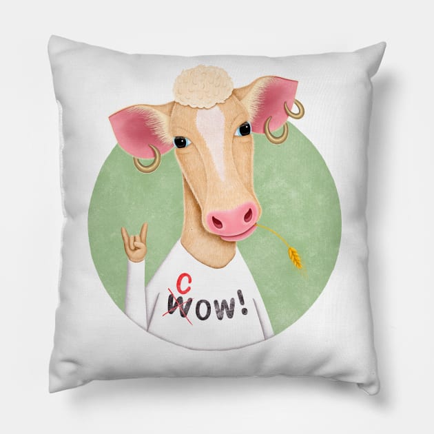 Wow Cow Pillow by DrawingEggen