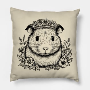 Guinea Pig or Hamster with Floral Crown Pillow