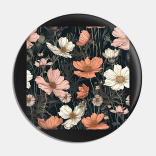 Floral Pattern  of Pink  and White Cosmos Blooms Pin