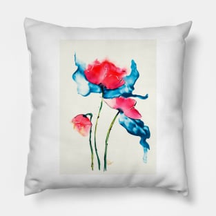 Poppies in Watercolour Pillow