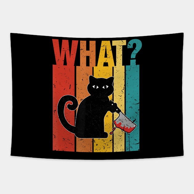 What murderous cat holding knife halloween costume gift Tapestry by Tianna Bahringer