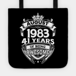 August 1983 41 Years Of Being Awesome 41st Birthday Tote