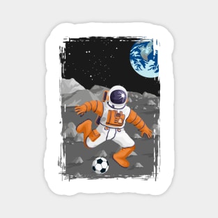 Moon Football Soccer Playing Astronaut Travel Poster Magnet