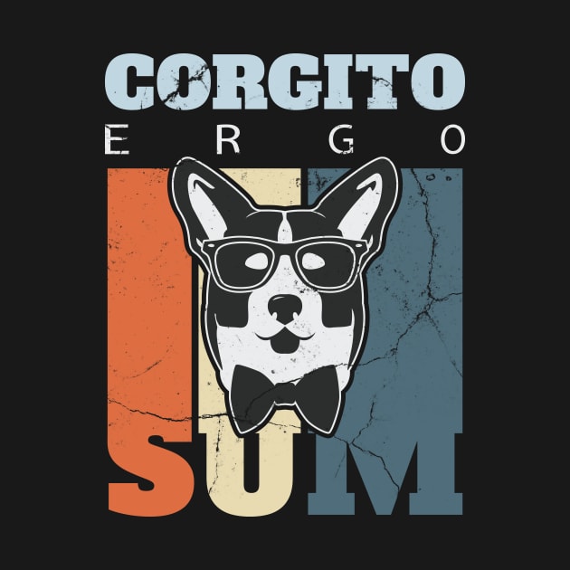 Corgito Ergo Sum - Cute Colourful Philosophy Corgi by yaros