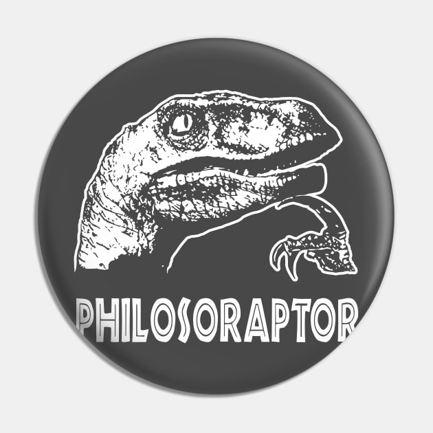 Philosoraptor T-Shirt Pin by dumbshirts