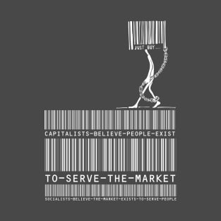 Capitalism Versus Socialism Barcode White T-Shirt