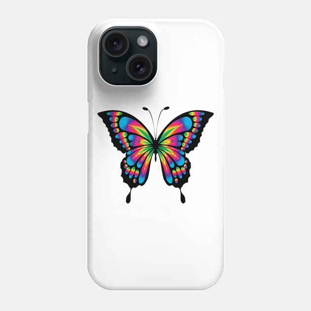 Butterfly in prismatic colourful design Phone Case by Montanescu