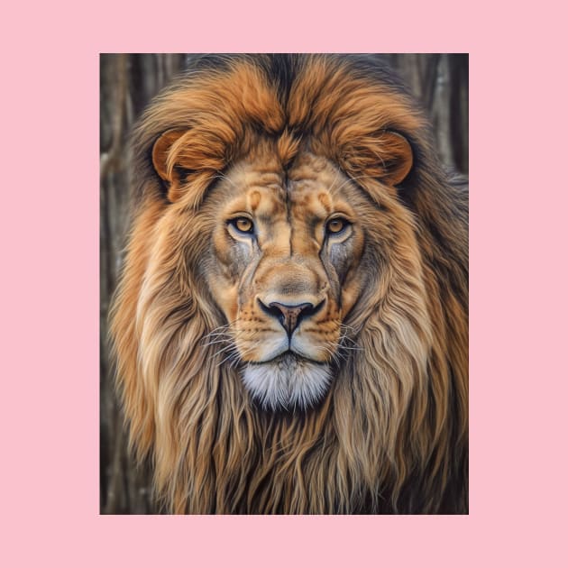 Majestic Mane: Hyperrealistic Oil Painting of a Zoo Lion by ABART BY ALEXST 