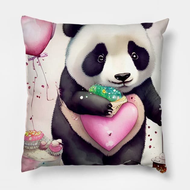 Heart-Shaped Treats for Panda Bear Pillow by AlienMirror