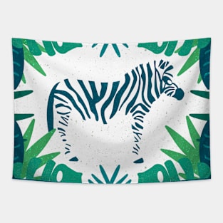 Tropical Zebra (Teal) Tapestry