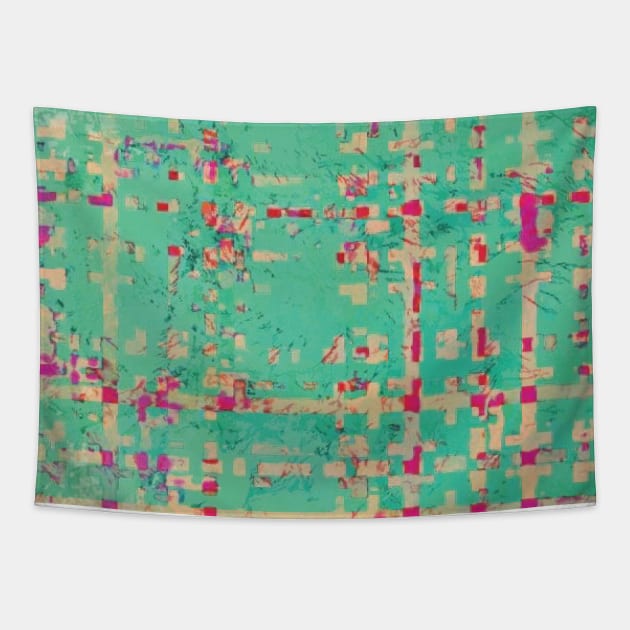 Hot Pink & Mint Green Spring Abstraction Tapestry by PSCSCo