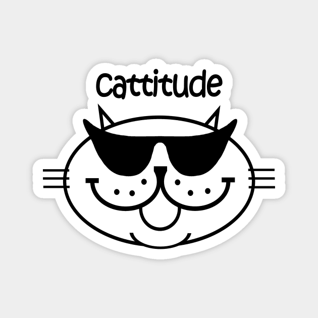 Cattitude 2 - Black Outline Magnet by RawSunArt