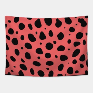 Coral and Black Cheetah Print Animal Print Tapestry