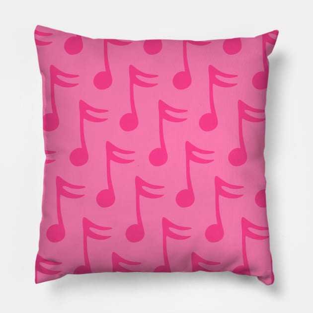 Pink Musical Notes Pattern Pillow by XOOXOO