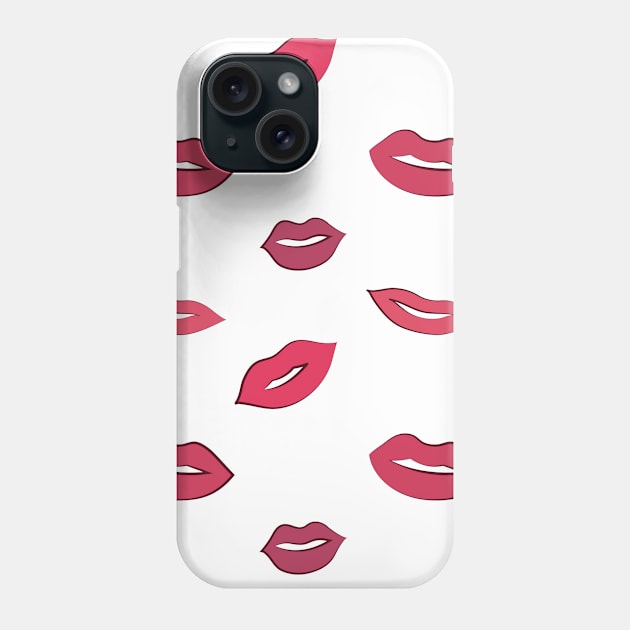 Red Lips Women Make up Pattern Face Mask Phone Case by 2blackcherries