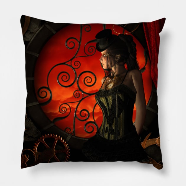 Wonderful steampunk lady Pillow by Nicky2342