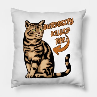 illustrated drawing of Montes Negro cat with phrase Pillow