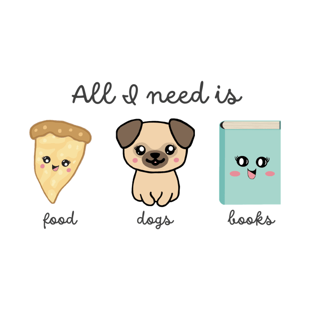 All I Need is Food, Dogs, Books - Favorite Things by m&a designs