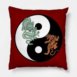 Tiger and Dragon Yin Yang Pillow