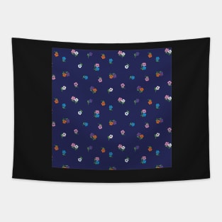 NAVY DITSY FLORAL FLOWER VINTAGE RETRO DESIGN Tapestry