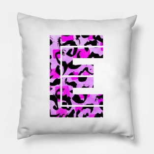 Abstract Letter E Watercolour Leopard Print Alphabet Pillow