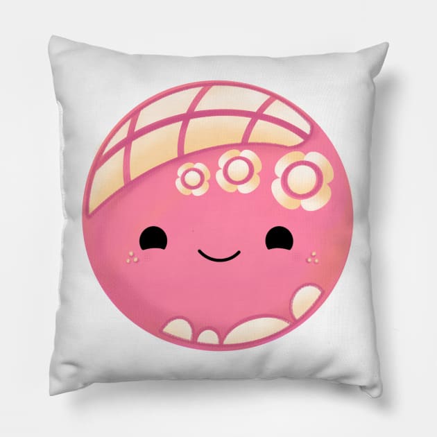 Pink Concha (Pan Dulce Art) Pillow by Florentino