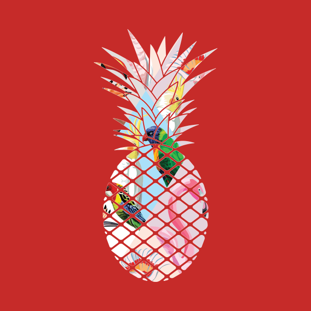 Tropical geometric Floral Bird Pineapple by dukito