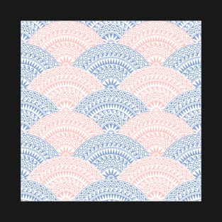 Pink and Blue Fan Greek patterns, Meander T-Shirt