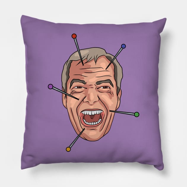 Nigel Farage Voodoo Doll Pin Illustration Pillow by MelancholyDolly