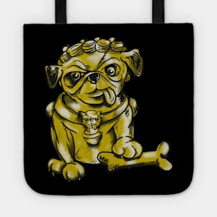 Gold Guardian Pug Foo Dog Tote