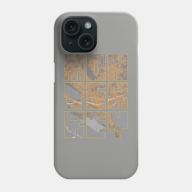 Monterrey, Nuevo Leon, Mexico City Map Typography - Bauhaus Phone Case by deMAP Studio