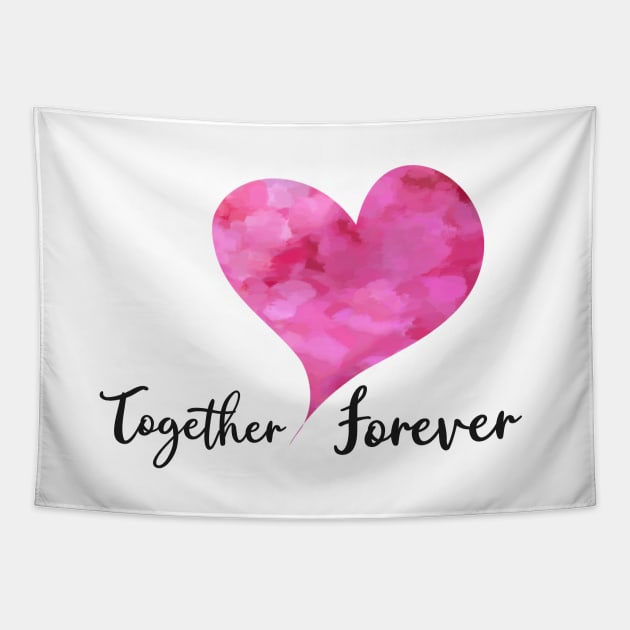 Together Forever with Pink Watercolor Heart - Love Celebrations Tapestry by Star58