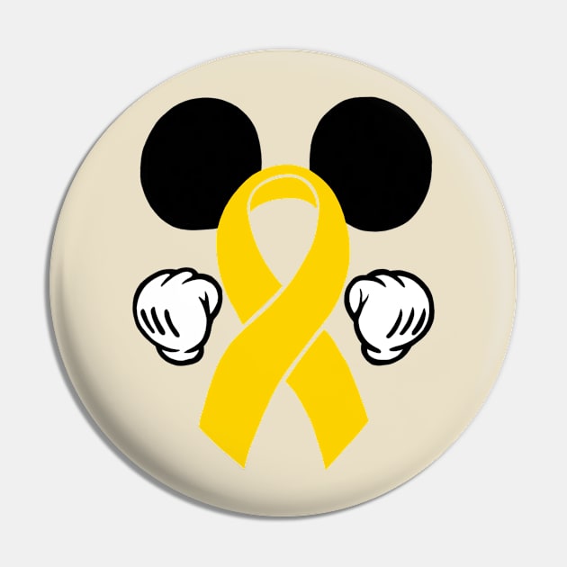 Mouse Ears Awareness Ribbon (Yellow) Pin by CaitlynConnor