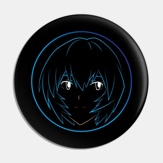 Rei Ayanami's Face - 03B Pin by SanTees
