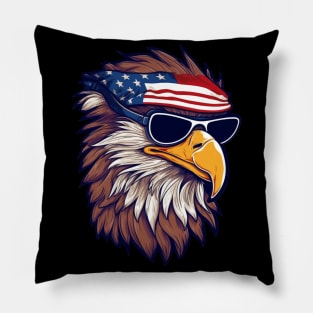 Patriotic Gaze: Eagle & Flag Shades Pillow