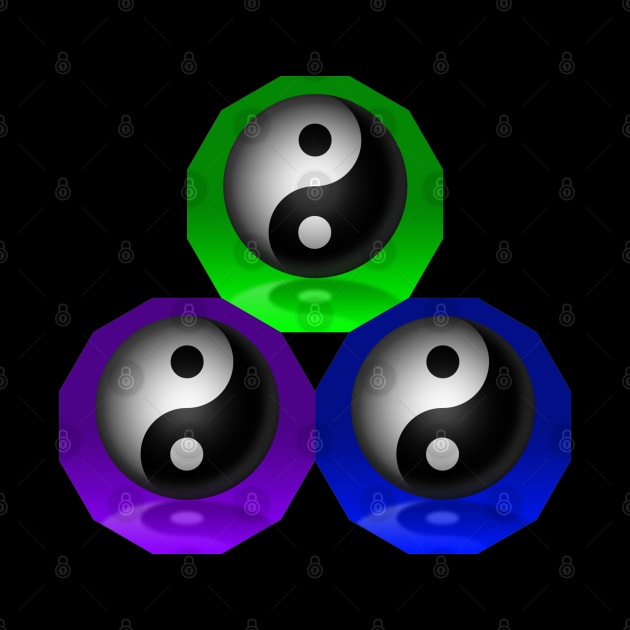 Yin Yang Triangle - Green, Blue and Purple by The Black Panther