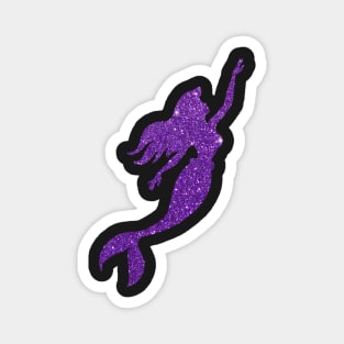 Purple Faux Glitter Mermaid Silhouette Magnet