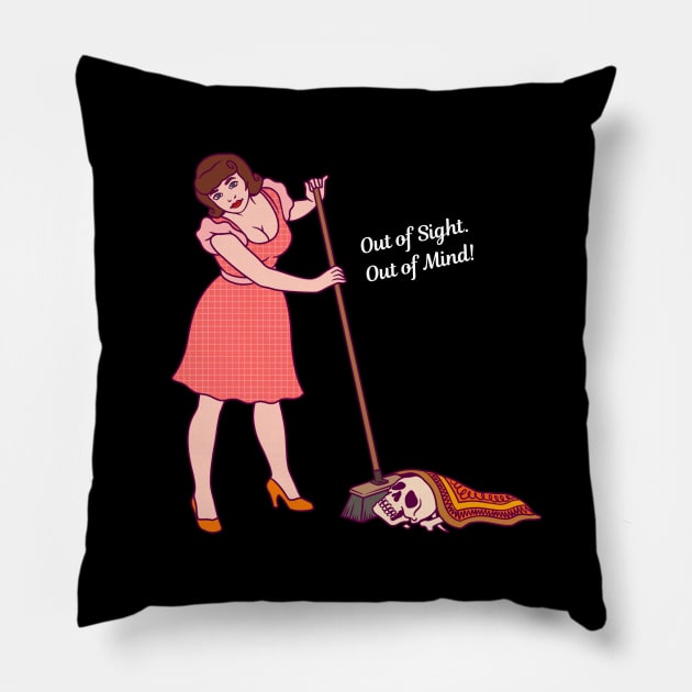 Out of Sight. Out of Mind Pillow by Mad Ginger Entertainment 