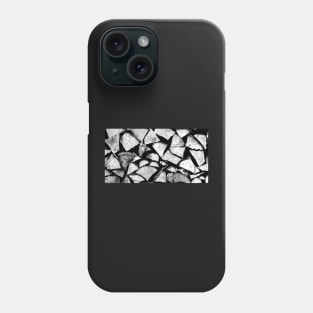 Chopped wood closeup in black and white Phone Case