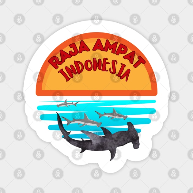 Raja Ampat Hammerhead Shark Diving Magnet by DW Arts Design