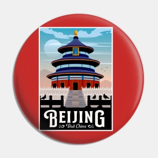 Beijing China Vintage Travel and Tourism Print Pin