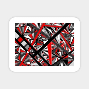 Stained Glass -- Black, White, Gray, and Red Magnet