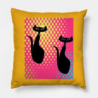 Pop Art Kitties in 70s Style Pillow