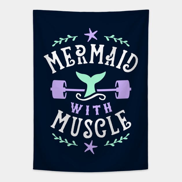 Mermaid With Muscle Tapestry by brogressproject